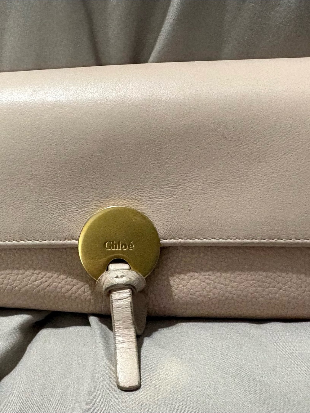 Chloe Light Pink Leather Clutch with Gold Hardware